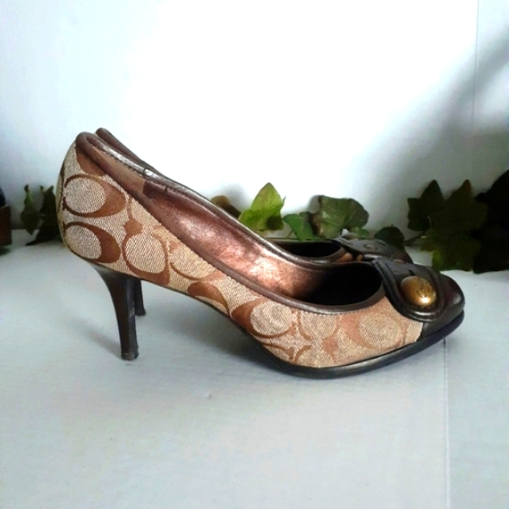 Coach Signature Coated Canvas and Leather Pump - Picture 6 of 16